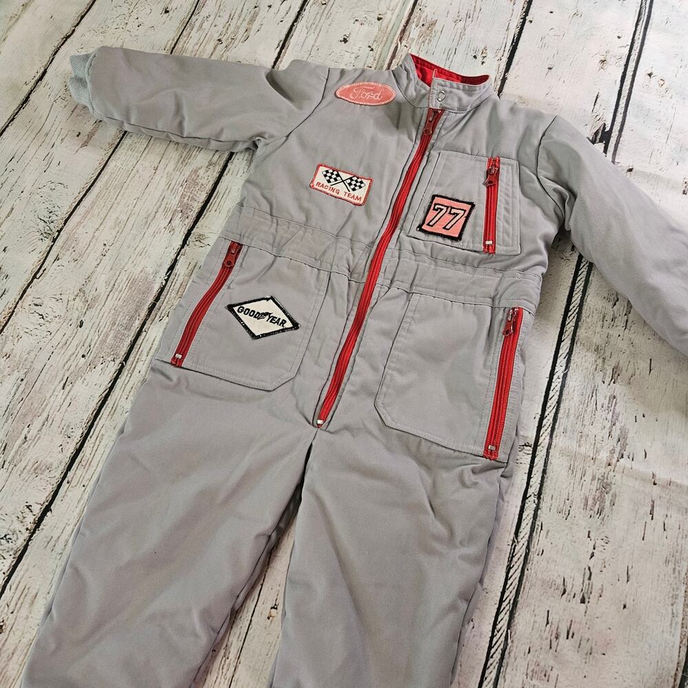 Vintage Tootsie Roll Car Racing Patches Puffer Jump Suit Size 5